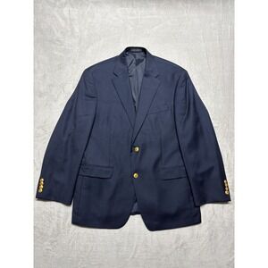Lauren Ralph Lauren Blazer Mens 40S Navy‎ Blue Gold Buttons Suit Jacket Wool